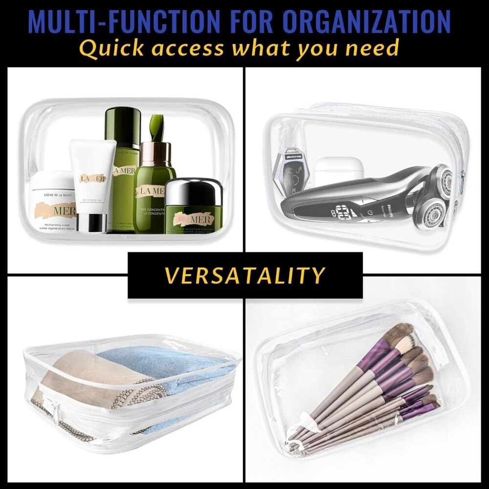 16 Pieces Clear Makeup Bags Bulk, Tsa Approved Toiletry Bag For Travel, Pvc Wate View 5